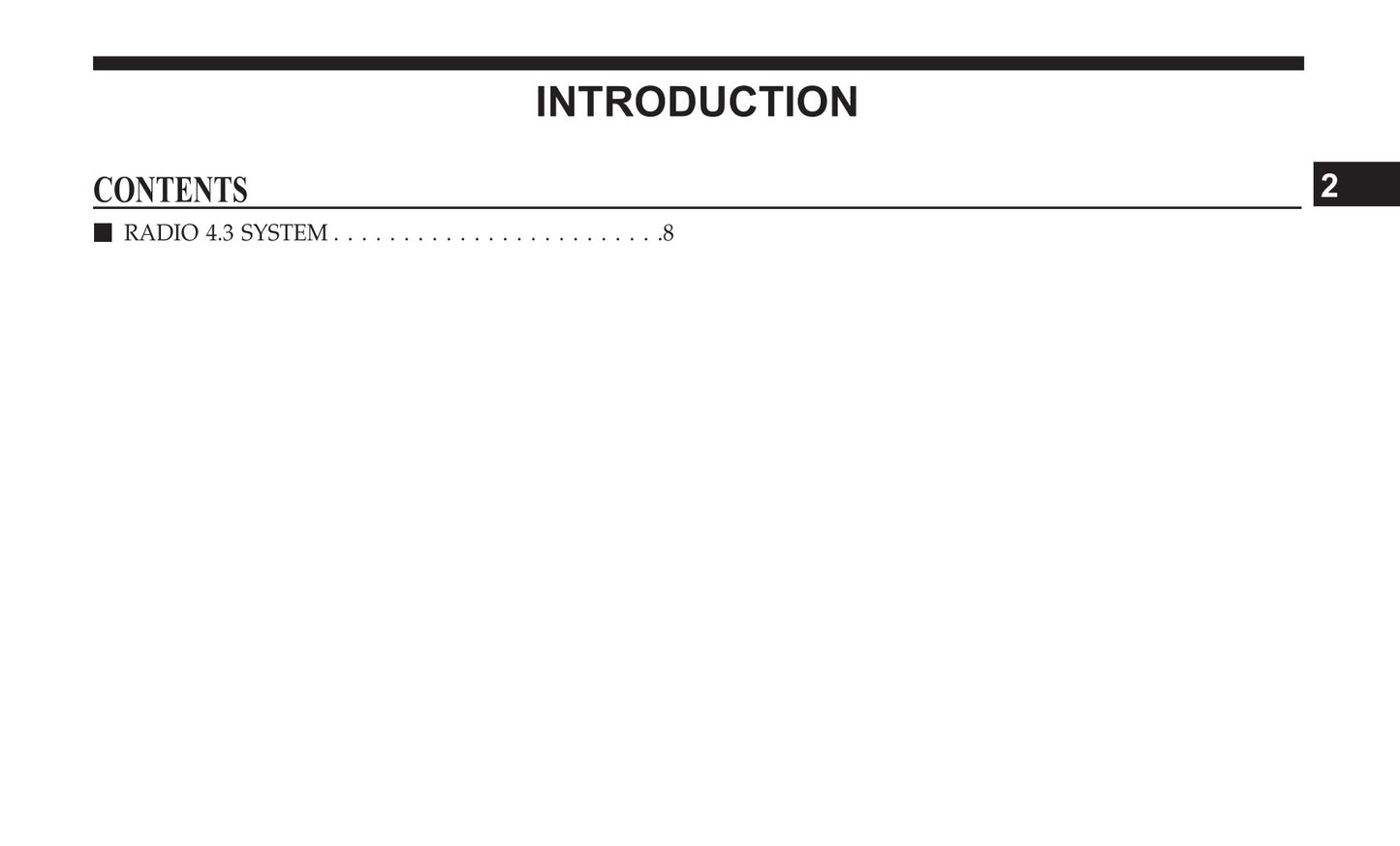 Uconnect Radio 4.3 / 4.3S Supplement Owner's Manual