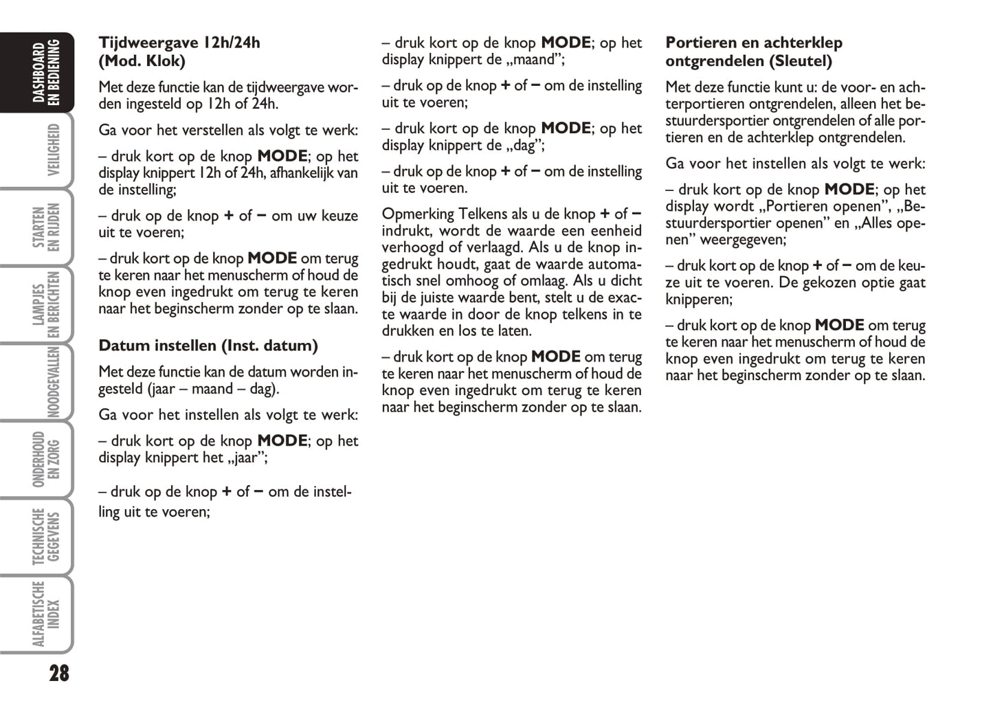 2003-2010 Fiat Idea Manuel du propriétaire | Néerlandais