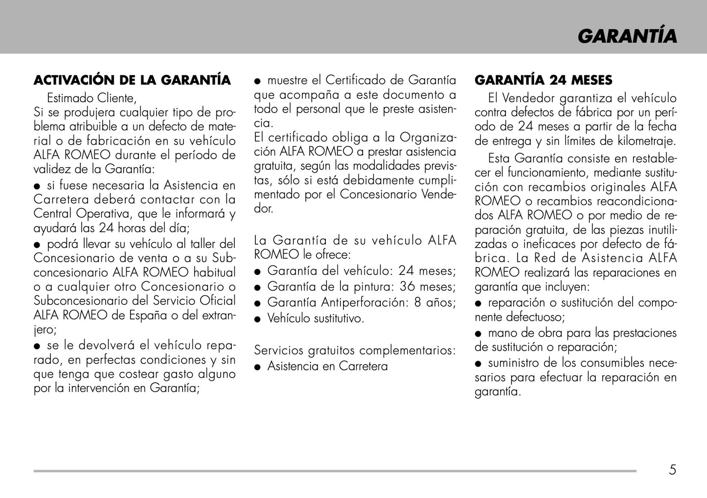 Alfa Romeo Libro De Garantía Y Servivios 2009 - 2011