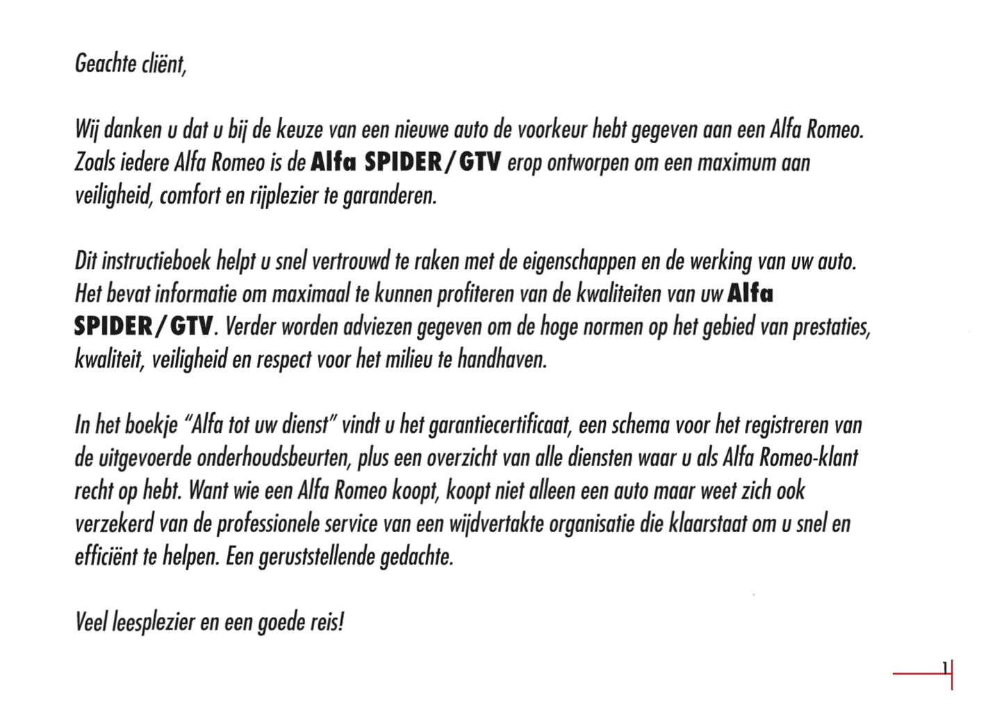 1996-2003 Alfa Romeo Spider/GTV Gebruikershandleiding | Nederlands