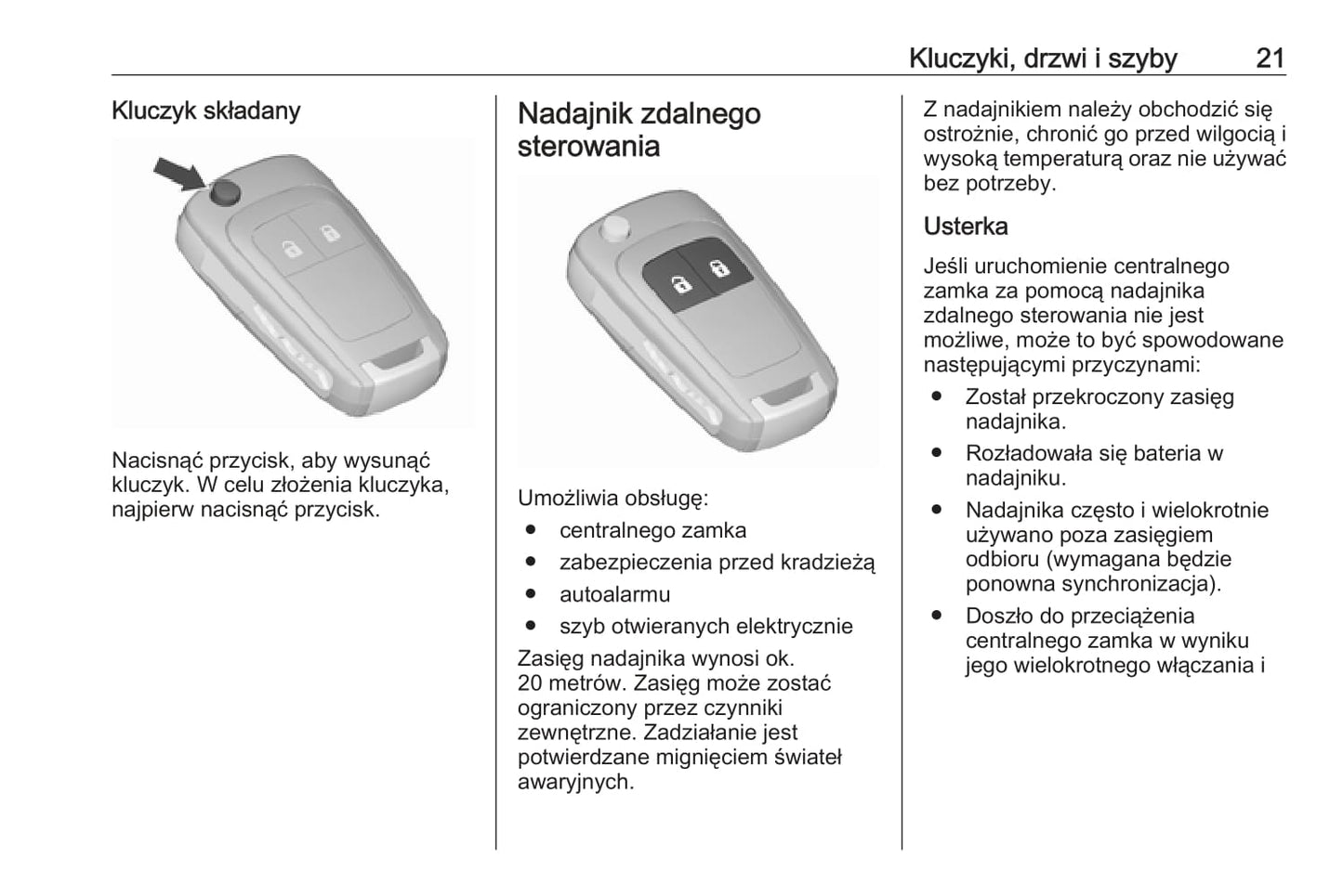 2016-2020 Opel Zafira/Zafira Tourer Owner's Manual | Polish