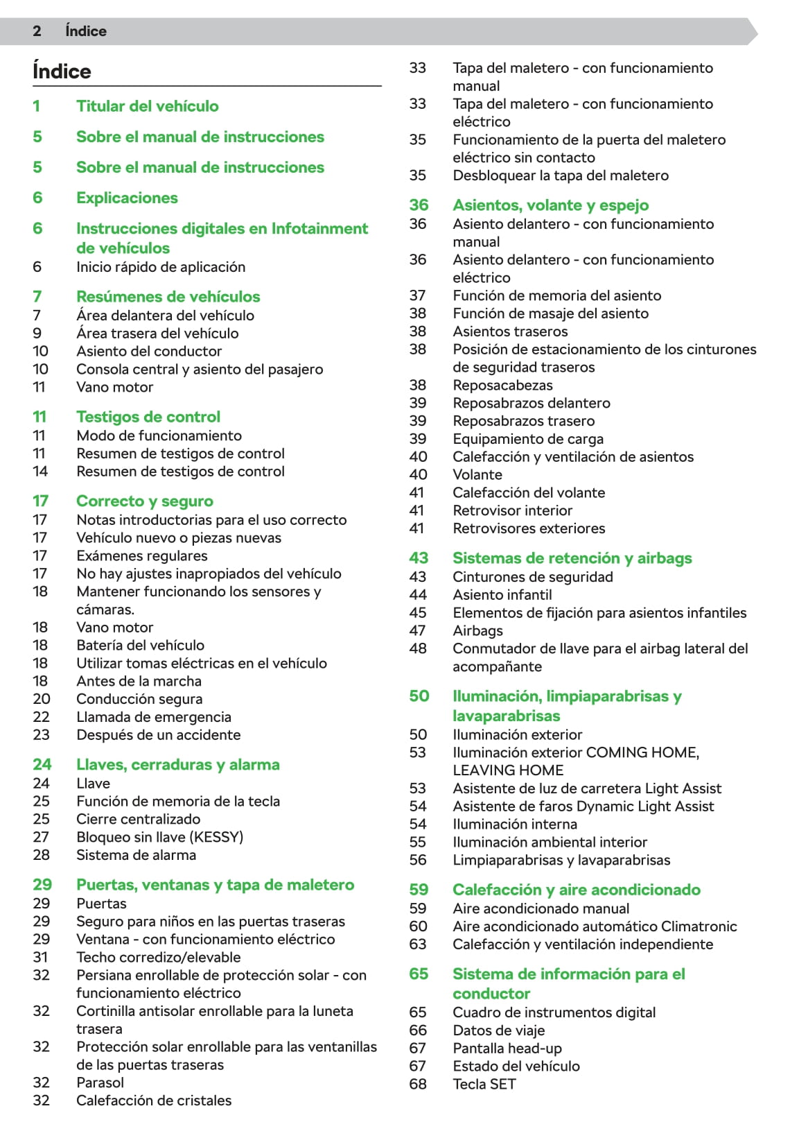 2020 Skoda Octavia Owner's Manual | Spanish