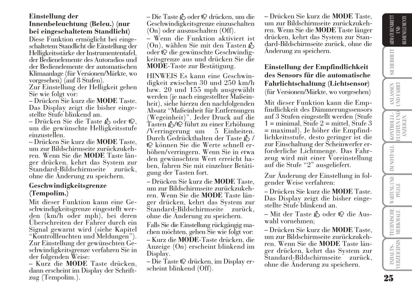 2006-2011 Lancia Ypsilon Manuel du propriétaire | Allemand