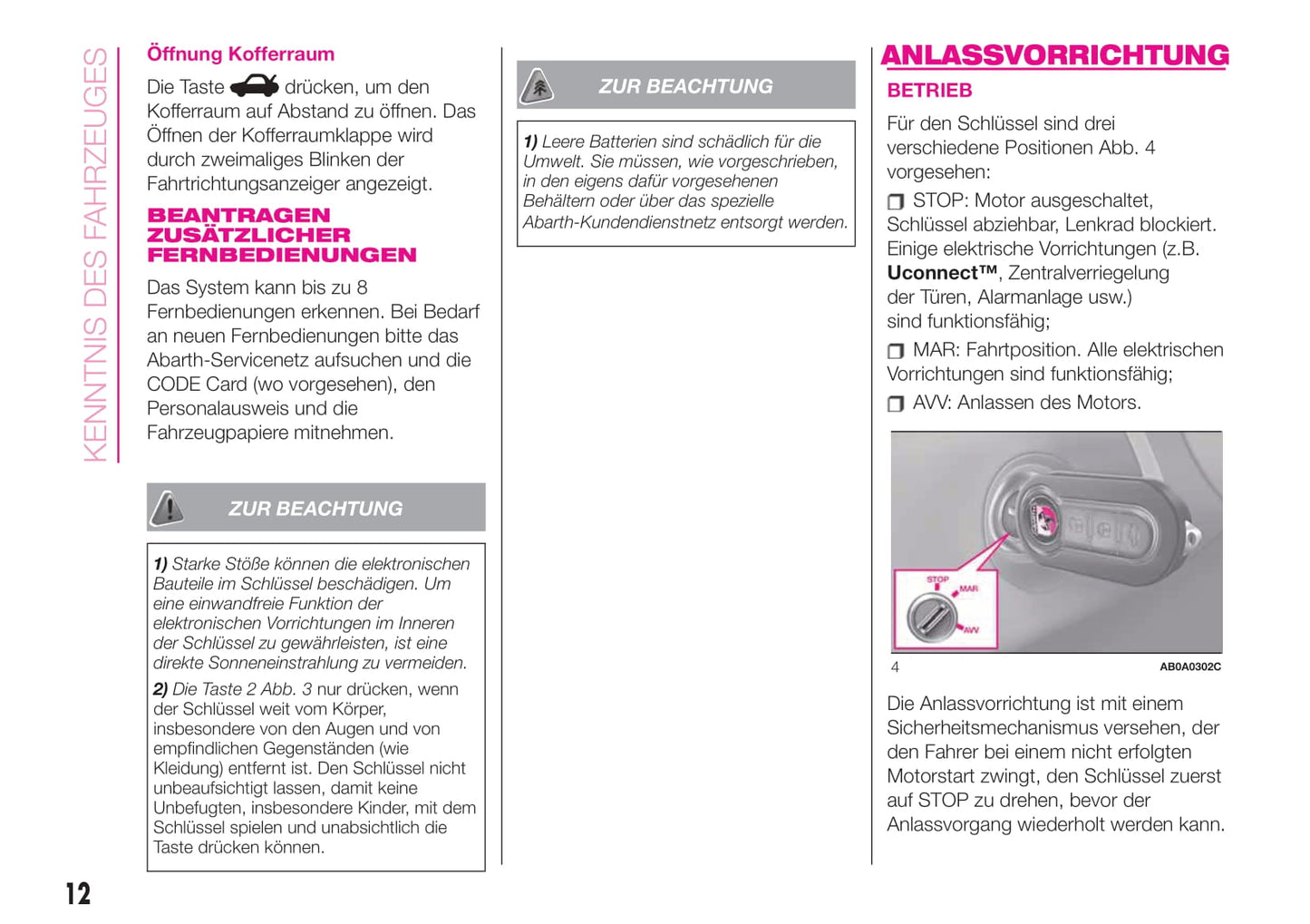 2019 Abarth 500 Owner's Manual | German