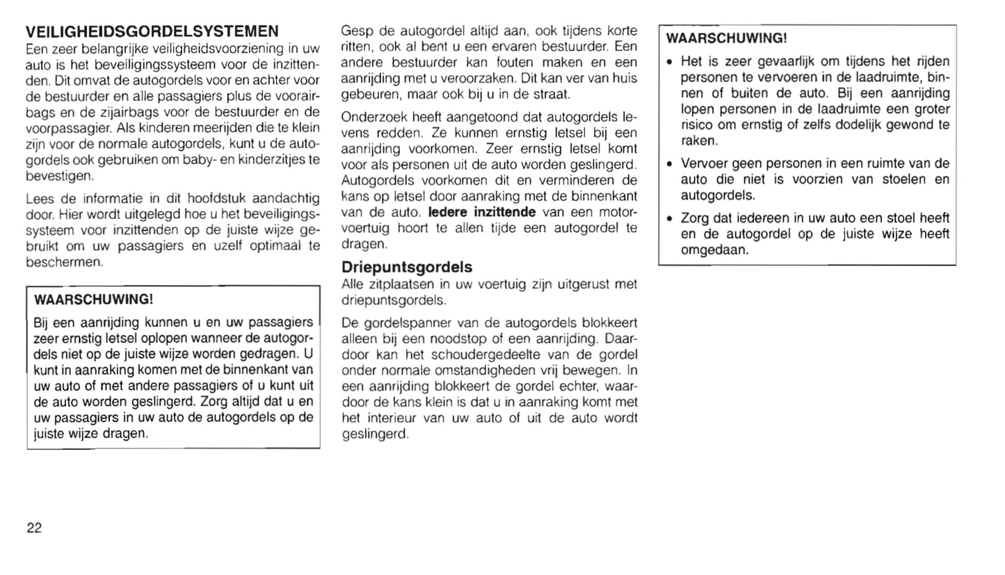 2000-2006 Chrysler PT Cruiser Owner's Manual | Dutch