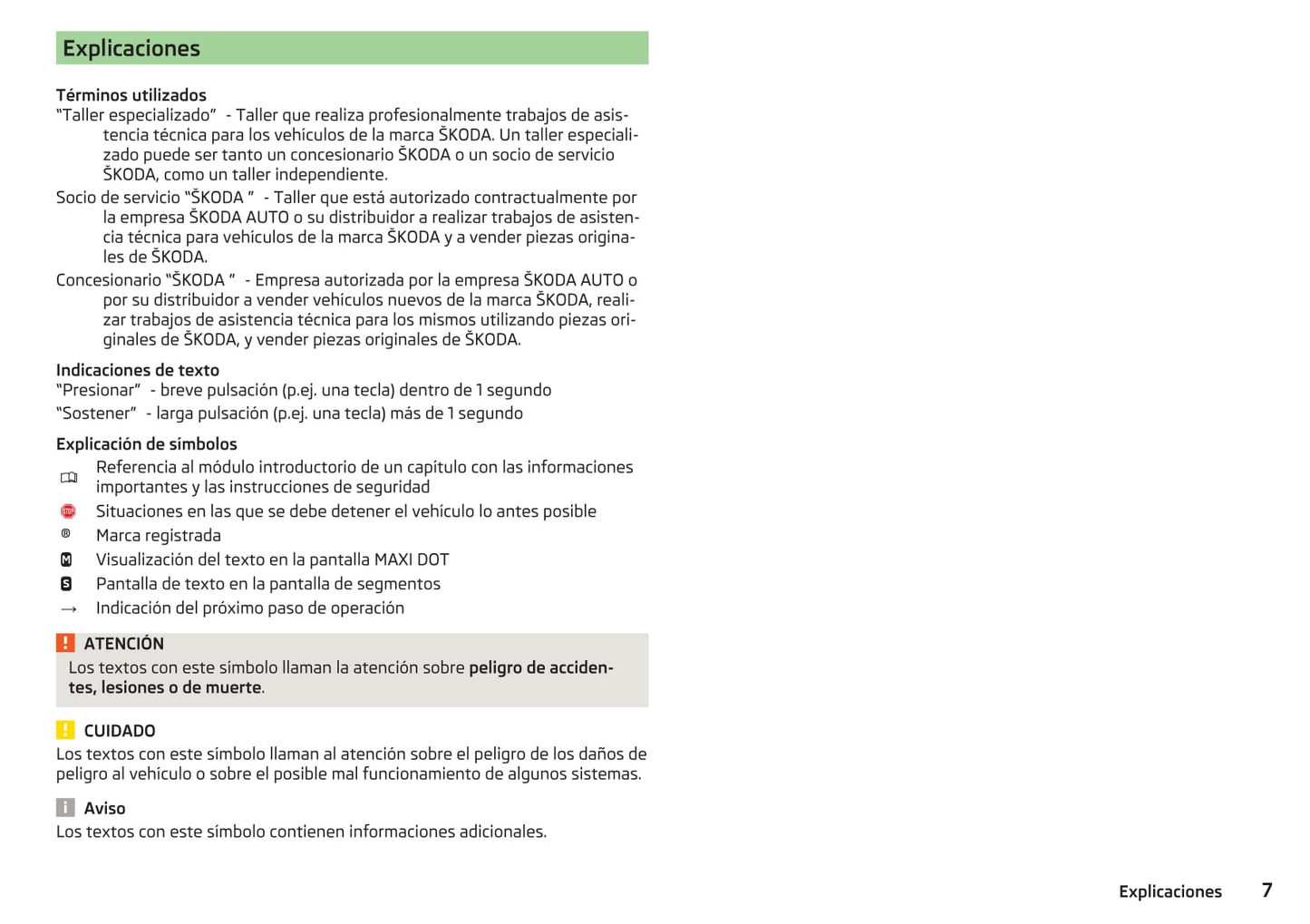 2016-2017 Skoda Yeti Owner's Manual | Spanish