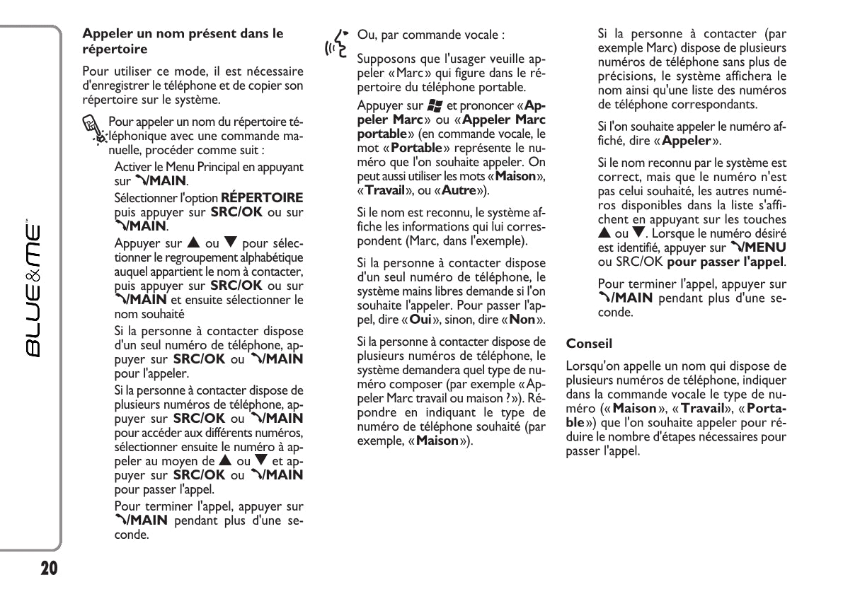 Fiat Qubo Blue&Me Guide d'utilisation 2008 - 2016