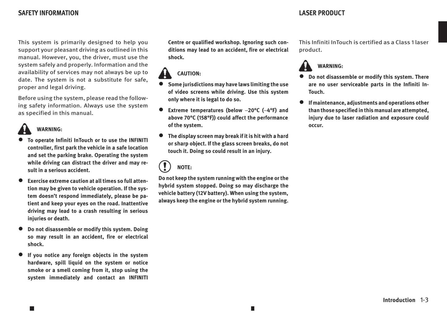 Infiniti Q50 Intouch Dual Display Owner's Manual 2013 - 2019