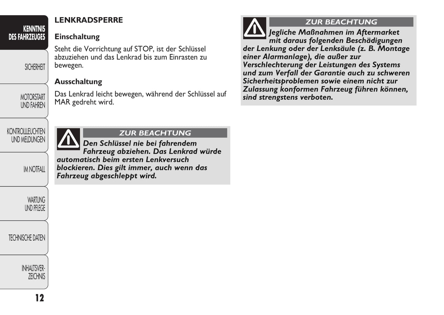 2012-2015 Abarth Punto Owner's Manual | German