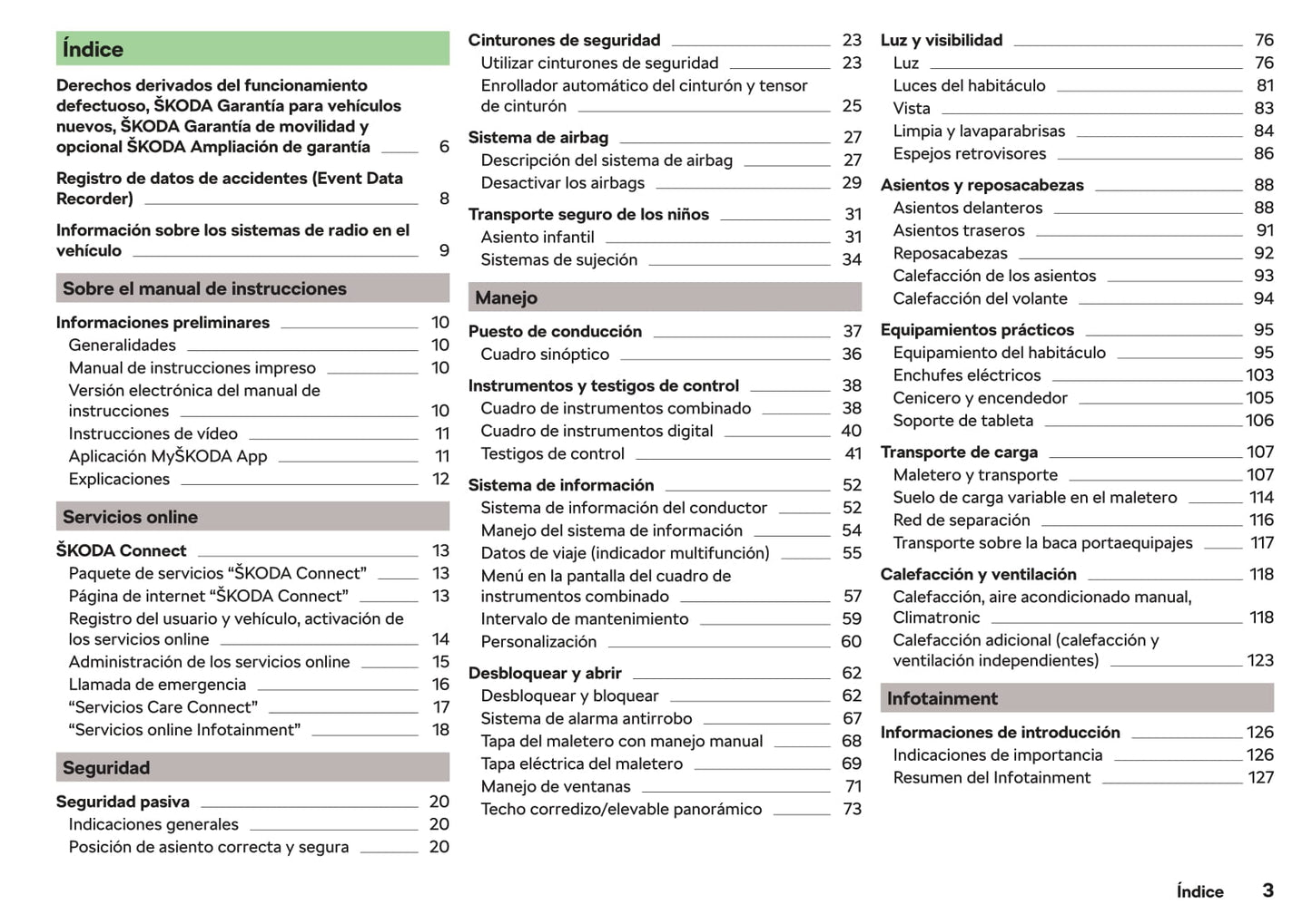 2017-2019 Skoda Octavia Manuel du propriétaire | Espagnol
