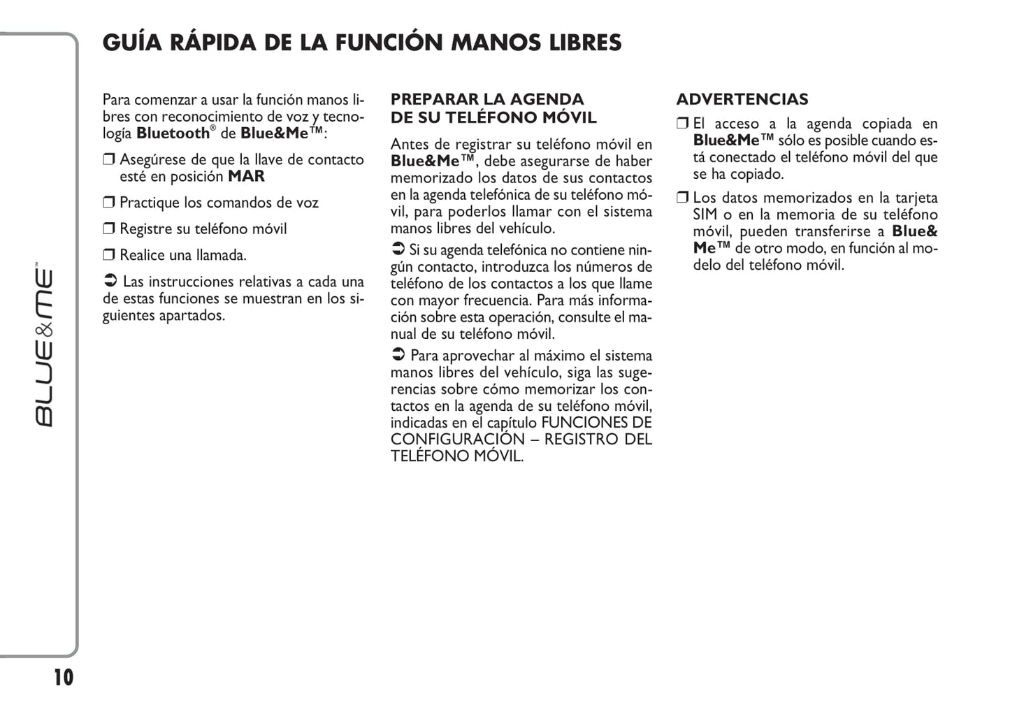 Abarth Punto Evo Blue&Me Instrucciones 2010 - 2012