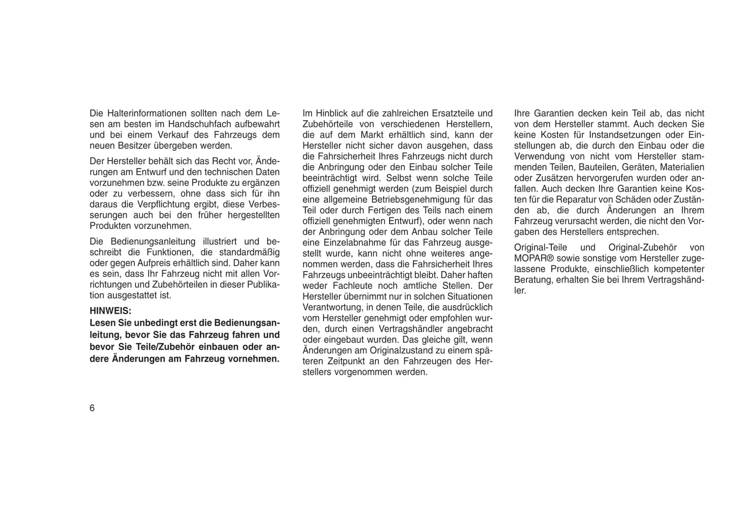 2015-2016 Jeep Wrangler Owner's Manual | German