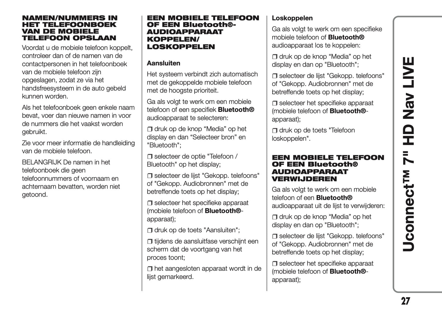 2016-2018 Abarth 500/595/695 Uconnect 7.0 Nav Handleiding | Nederlands