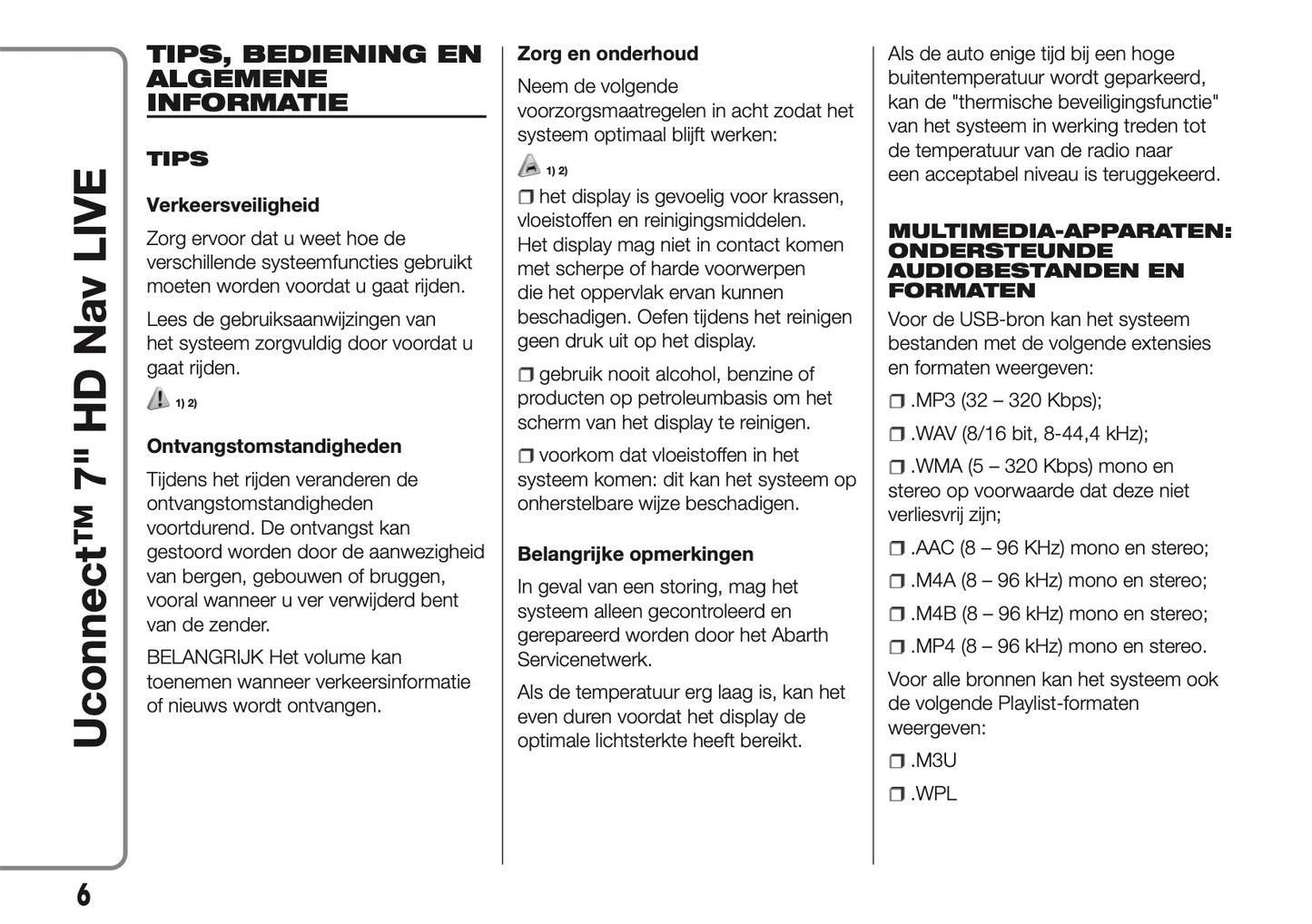 2016-2018 Abarth 500/595/695 Uconnect 7.0 Nav Handleiding | Nederlands