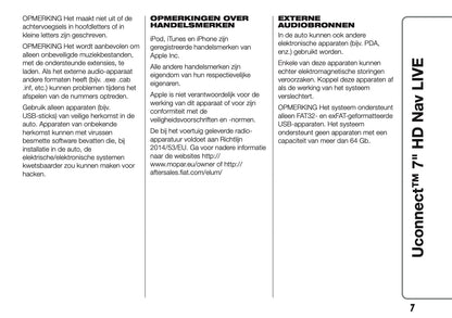 2016-2018 Abarth 500/595/695 Uconnect 7.0 Nav Handleiding | Nederlands