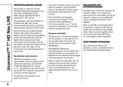 2016-2018 Abarth 500/595/695 Uconnect 7.0 Nav Handleiding | Nederlands