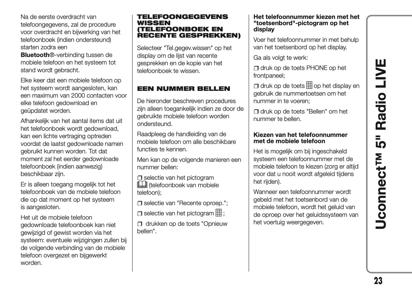 2017-2018 Abarth 500/595/695 Uconnect 5.0 Radio Handleiding | Nederlands