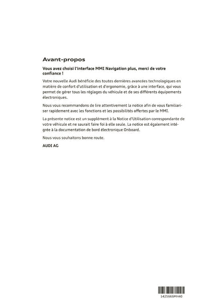 2013-2014 Audi MMI Navigation Plus Infotainment Manual | French