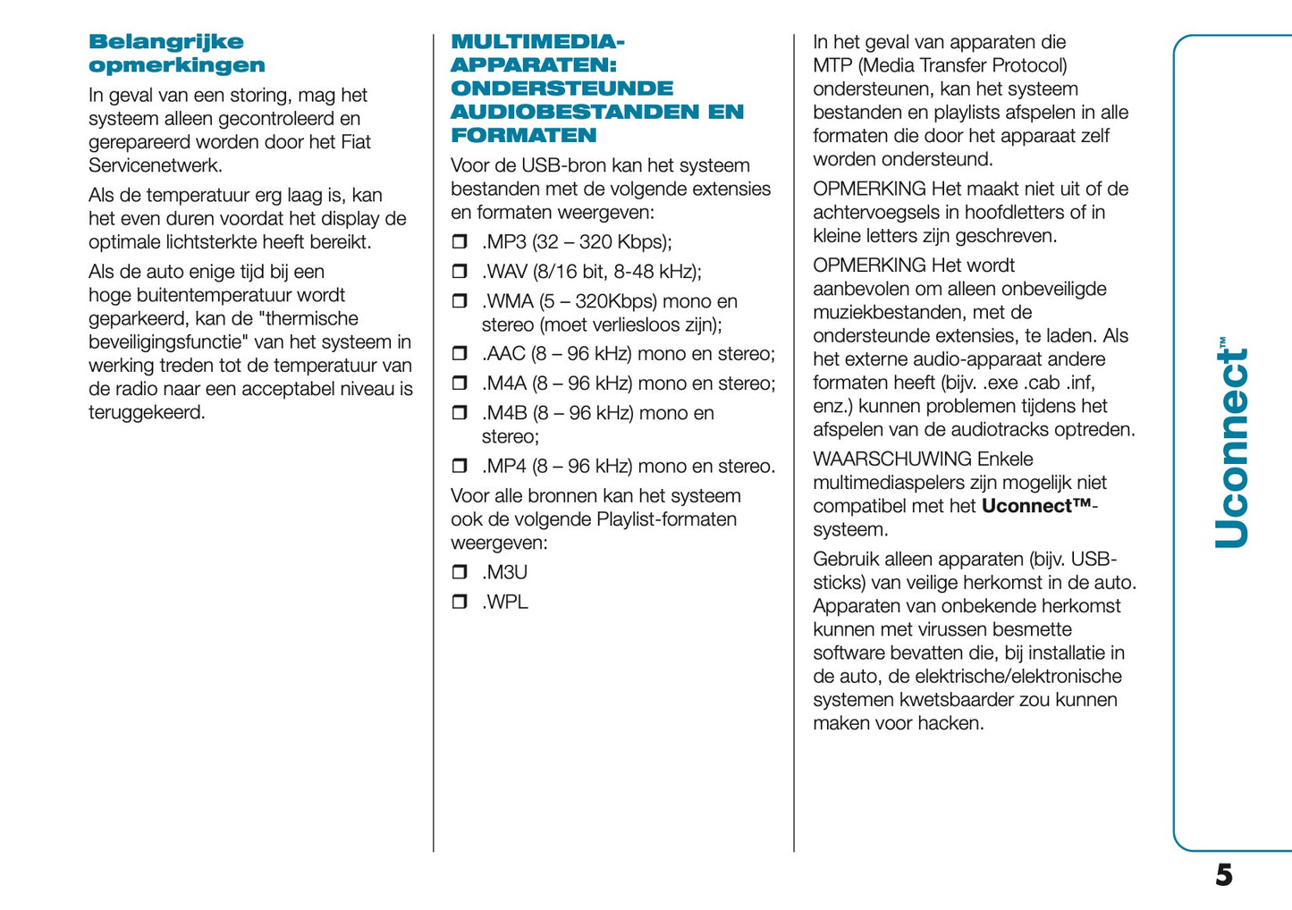 2021-2022 Fiat 500e Uconnect Infotainment Manual | Dutch