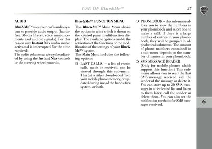 2011-2013 Lancia Delta Blue&Me Instant Nav Manual | English