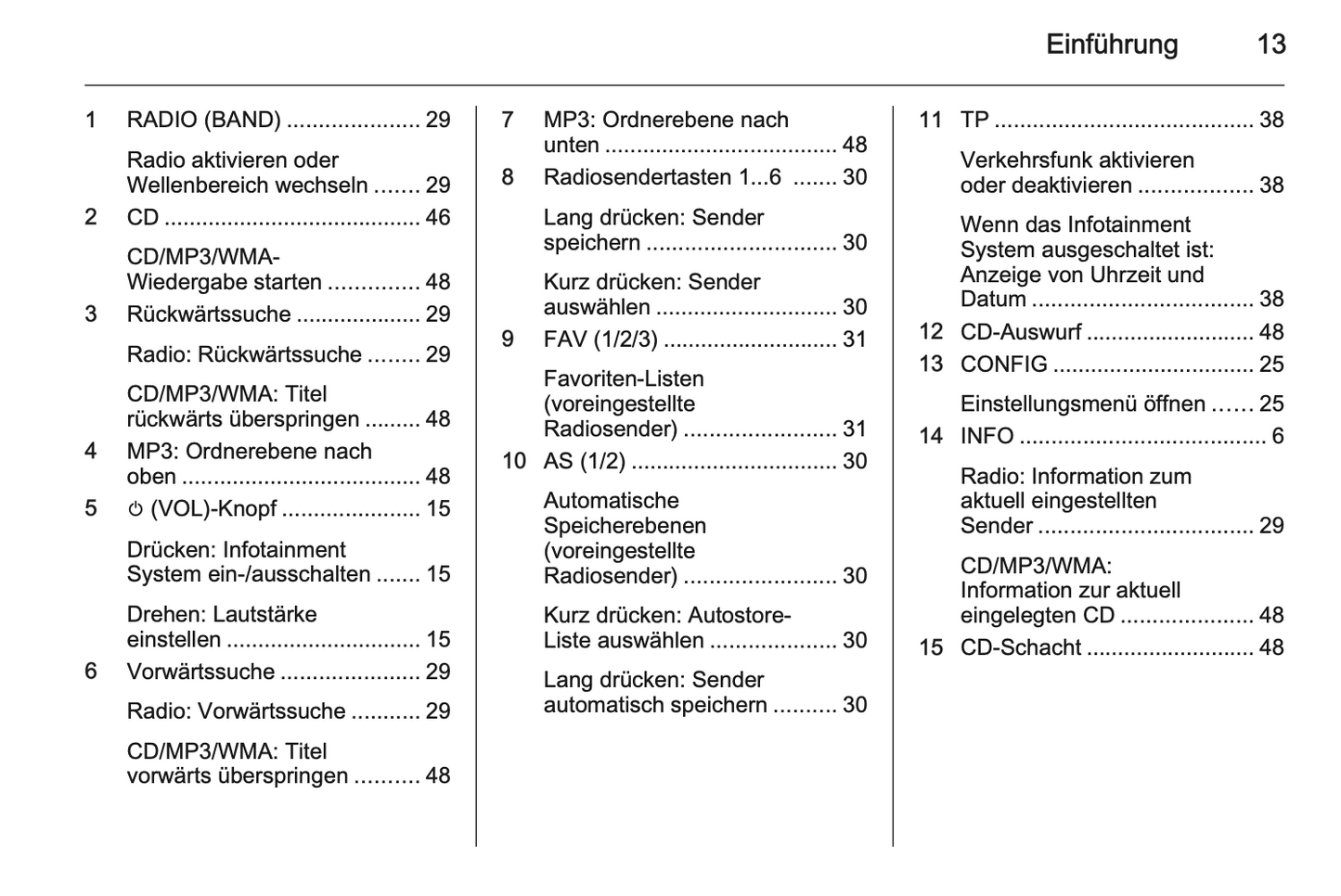 2012 Opel Zafira Tourer Infotainment Manual | German