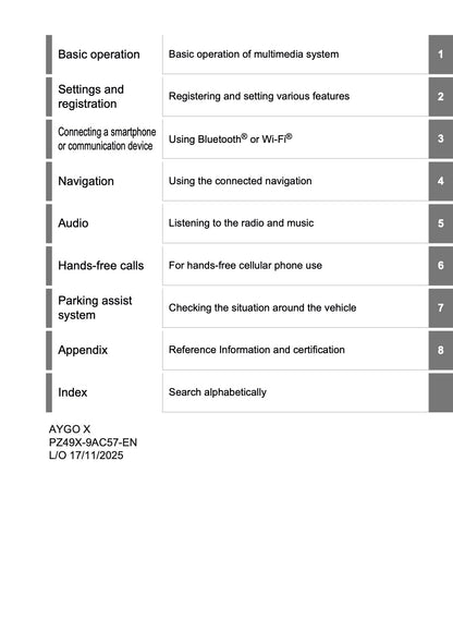 2025-2026 Toyota Aygo X Navigation Manual | English