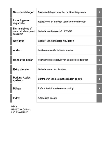 2025-2026 Toyota bZ4X Navigation Manual | Dutch