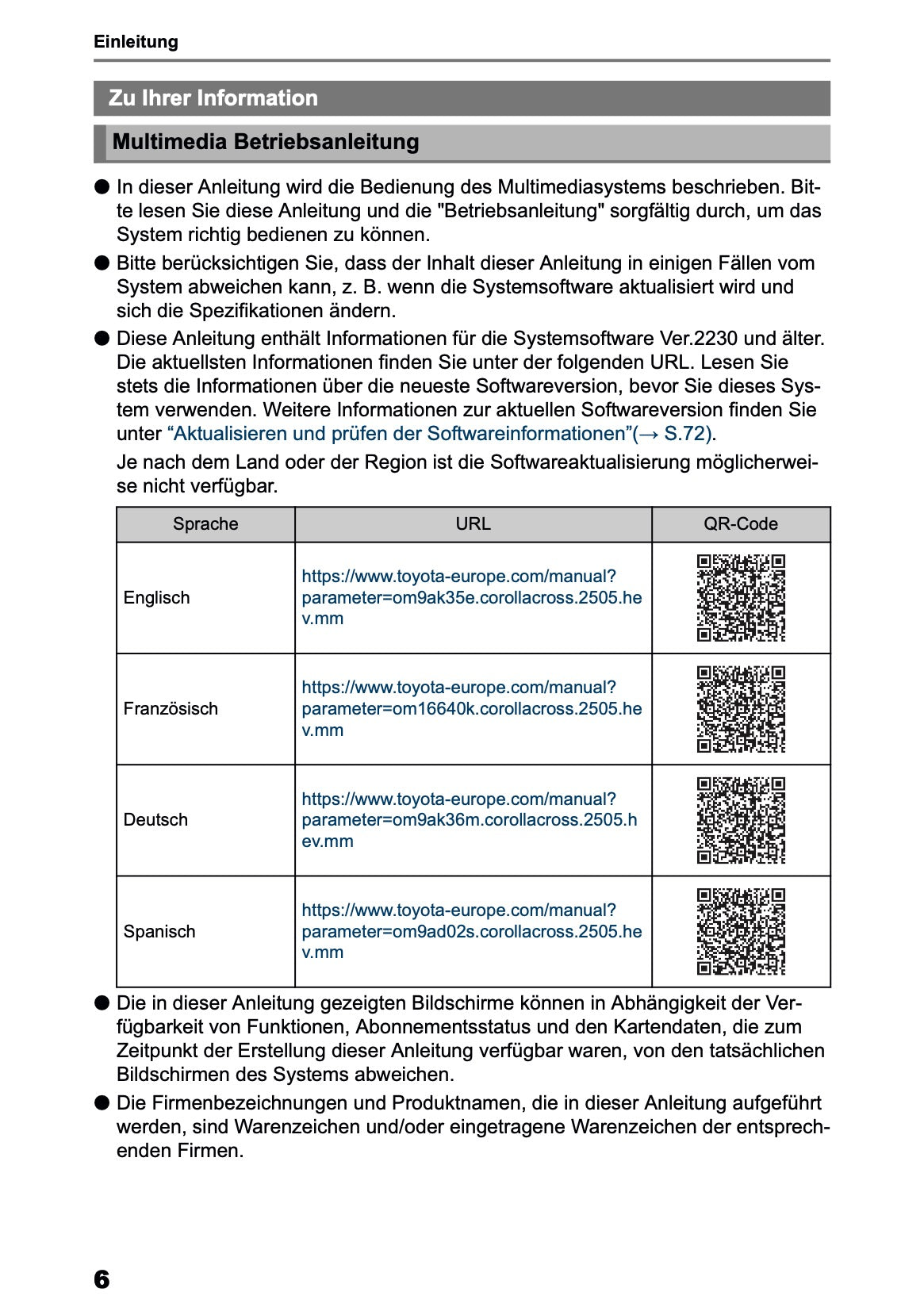 2025 Toyota Corolla Cross Hybrid Navigation Manual | German