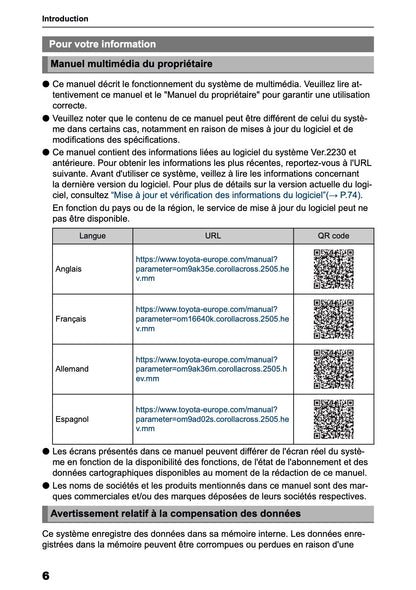 2025 Toyota Corolla Cross Hybrid Manuel de Navigation | Français