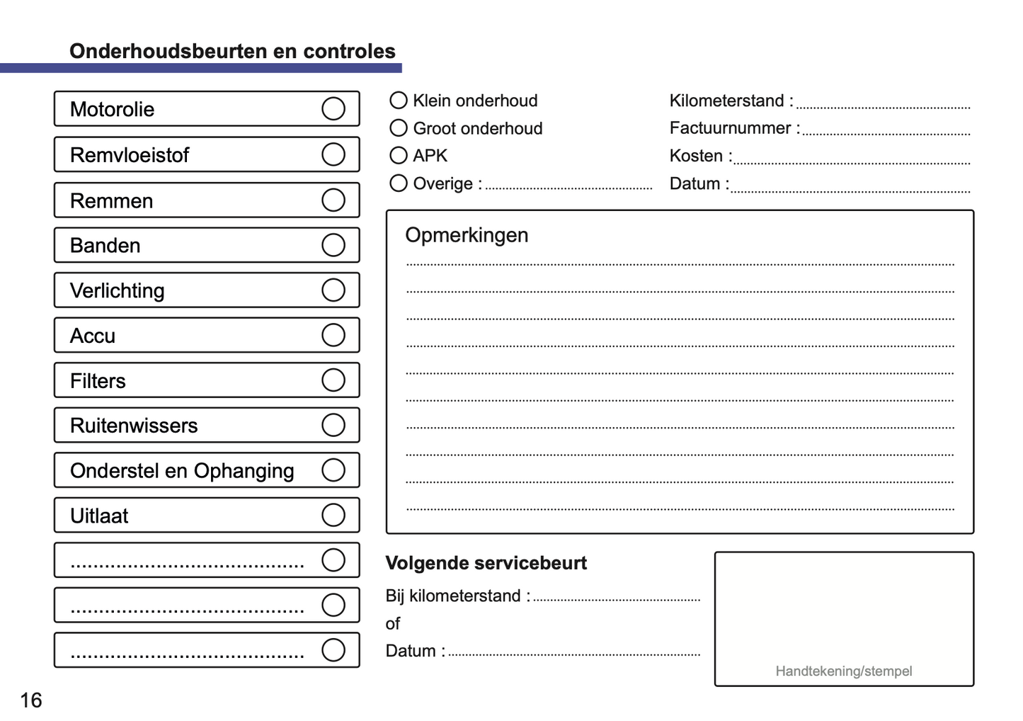 Dacia Onderhoudsboekje | Nederlands