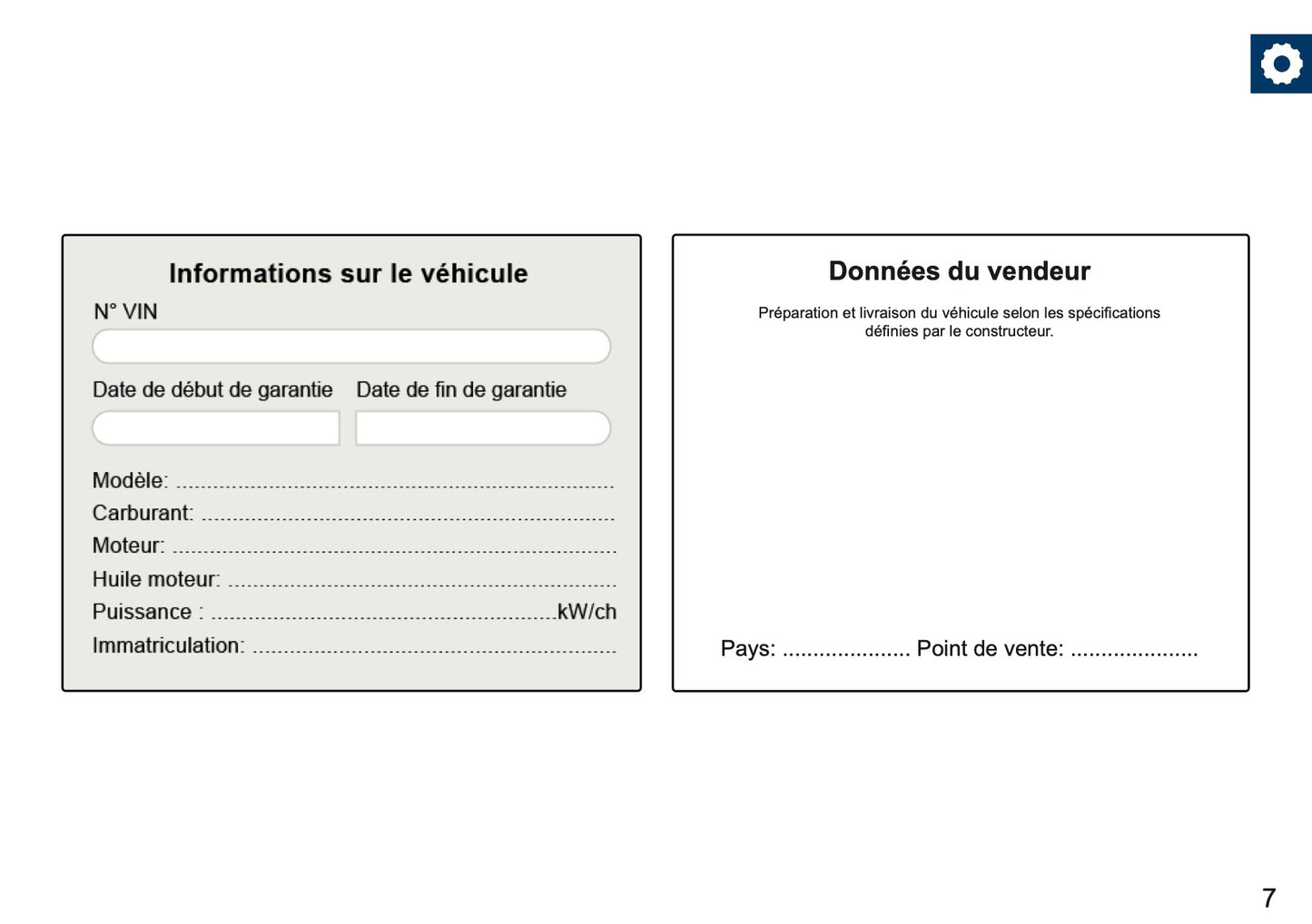 Fiat Maintenance Book | French