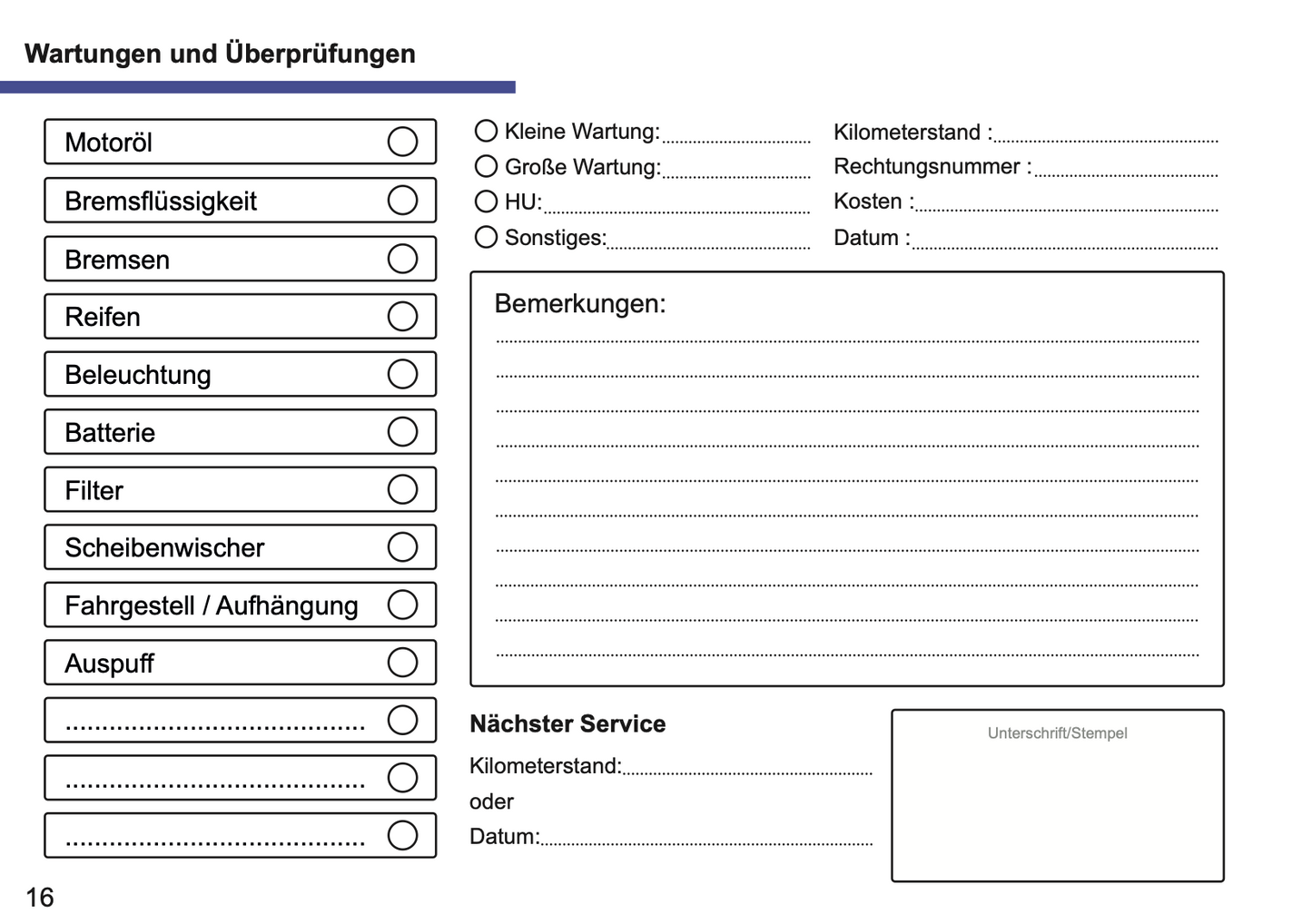 Jeep Maintenance Book | German