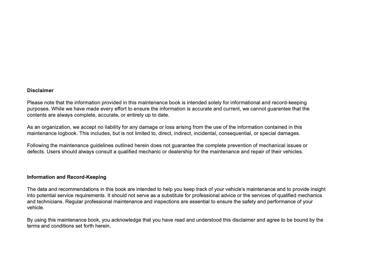 Land Rover Maintenance Book | English