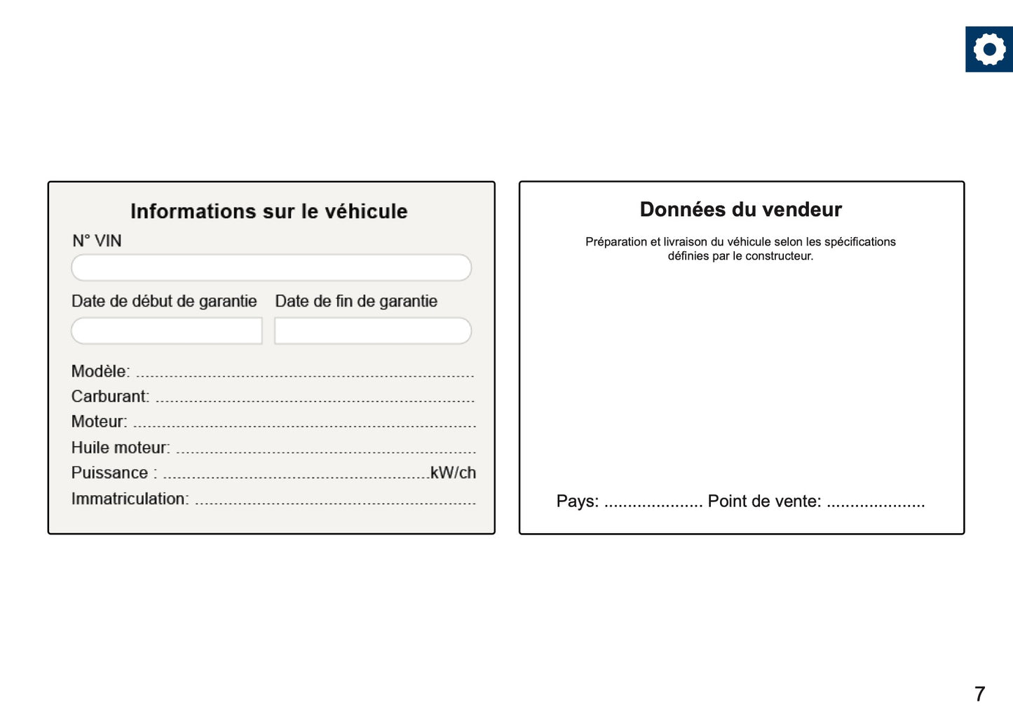 Land Rover Maintenance Book | French