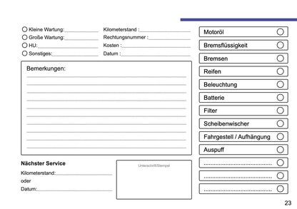 Mini Maintenance Book | German
