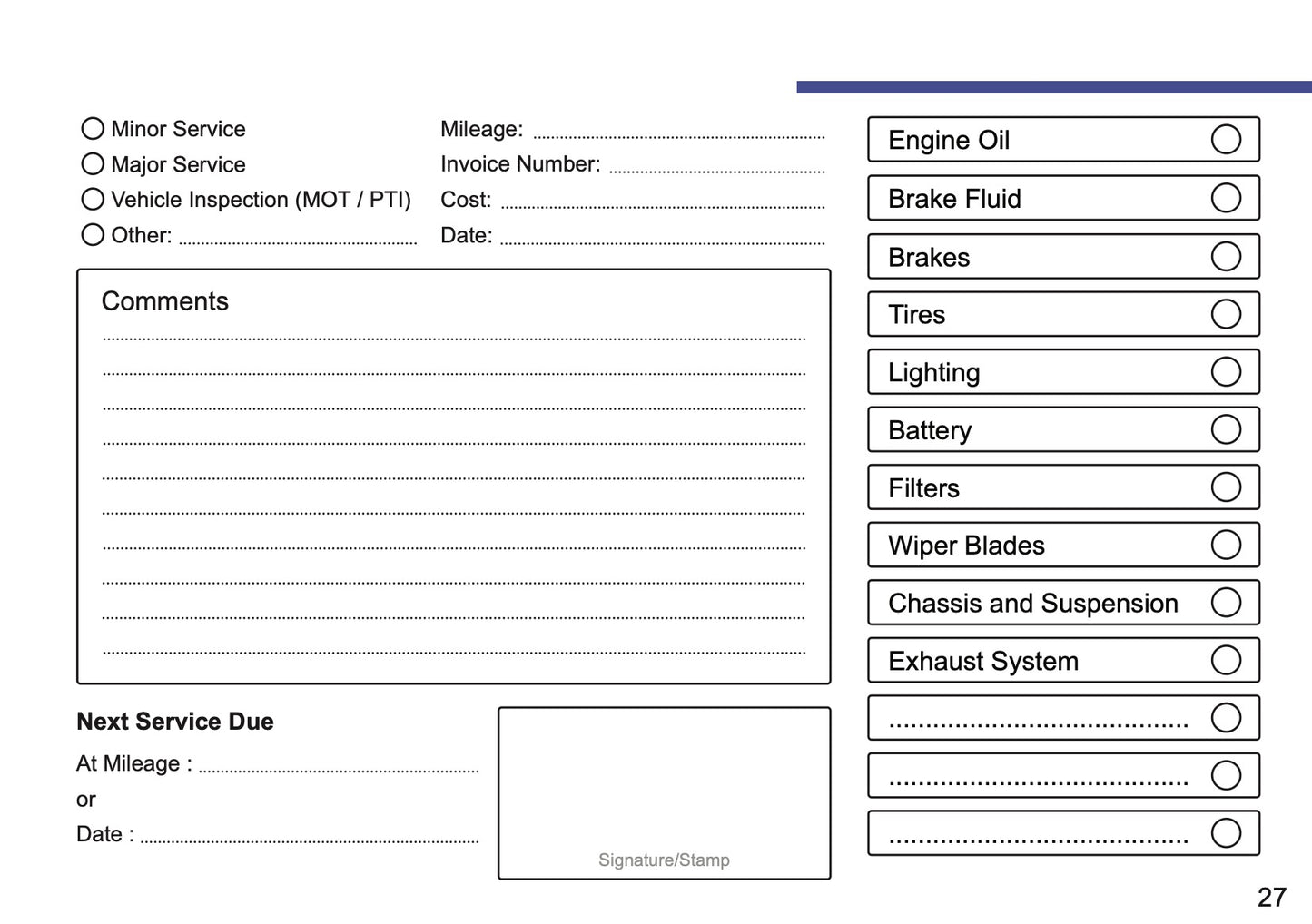 Mini Maintenance Book | English