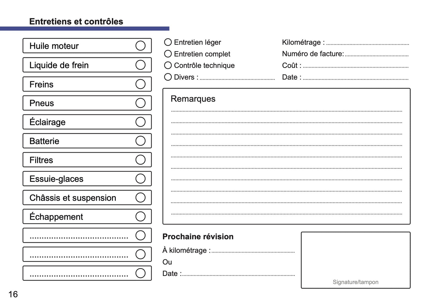 Mazda Maintenance Book | French