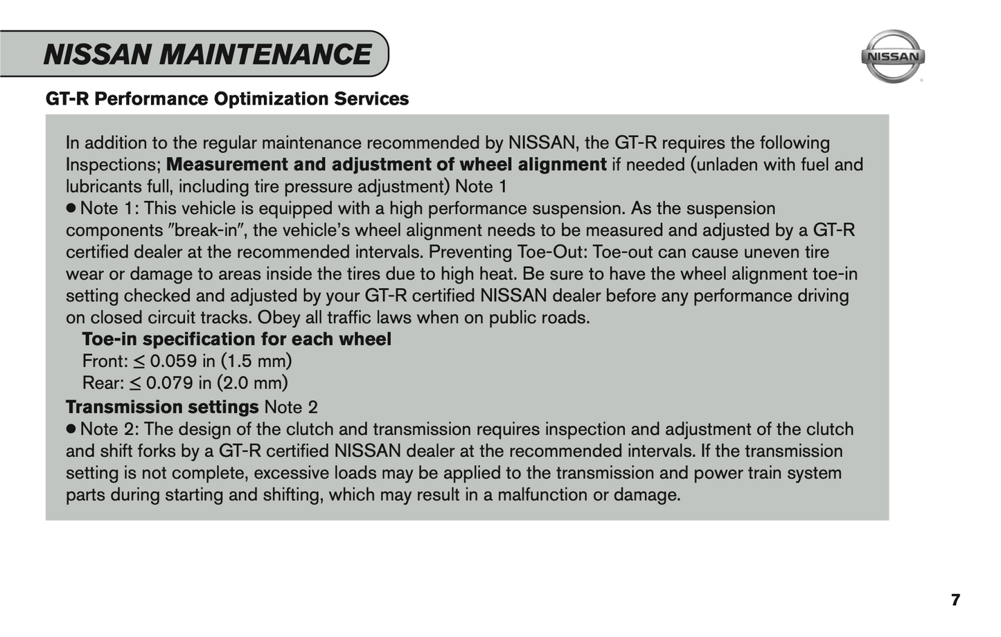 2016 Nissan GT-R Service & Maintenance Guide | English