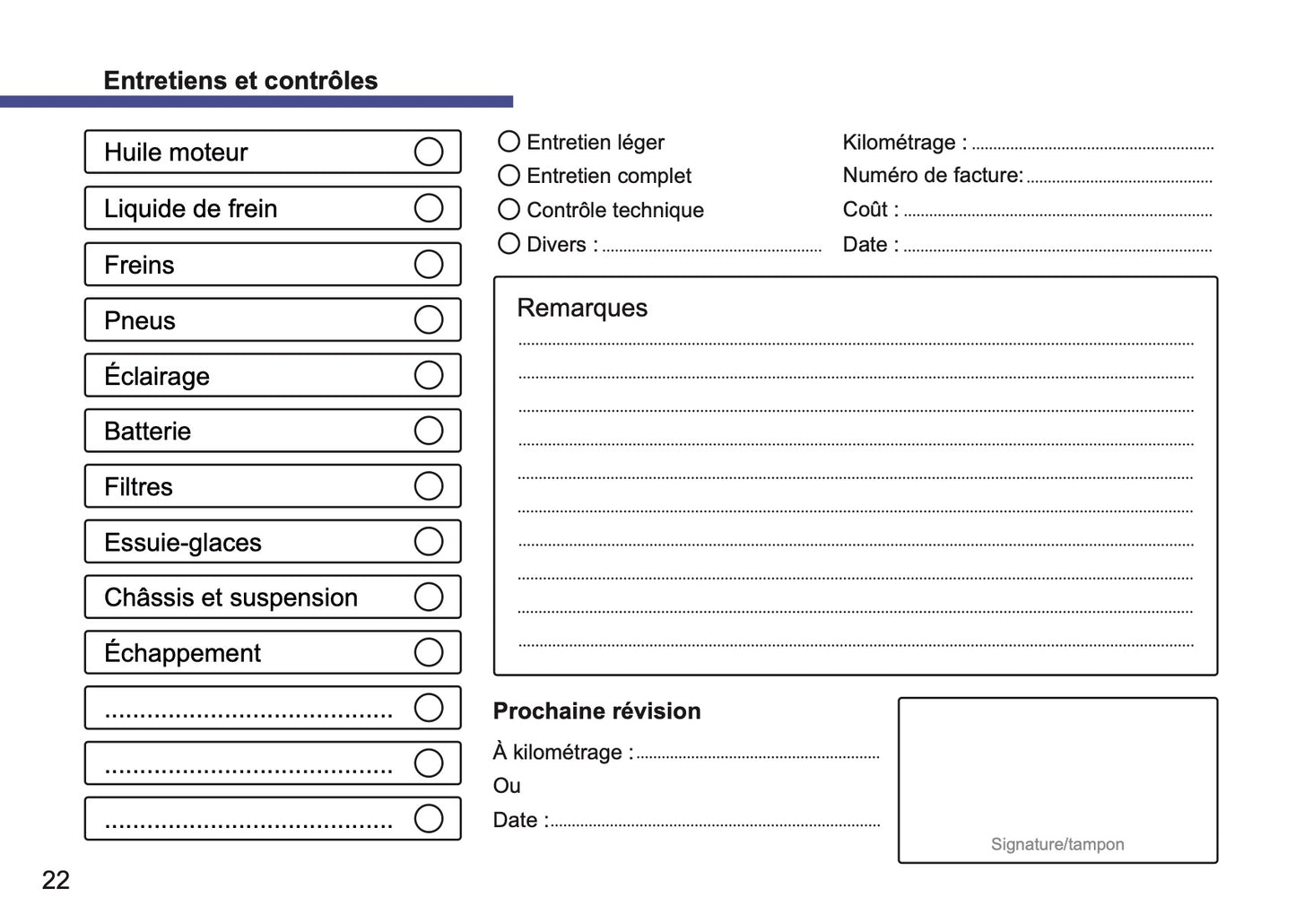 Skoda Maintenance Book | French