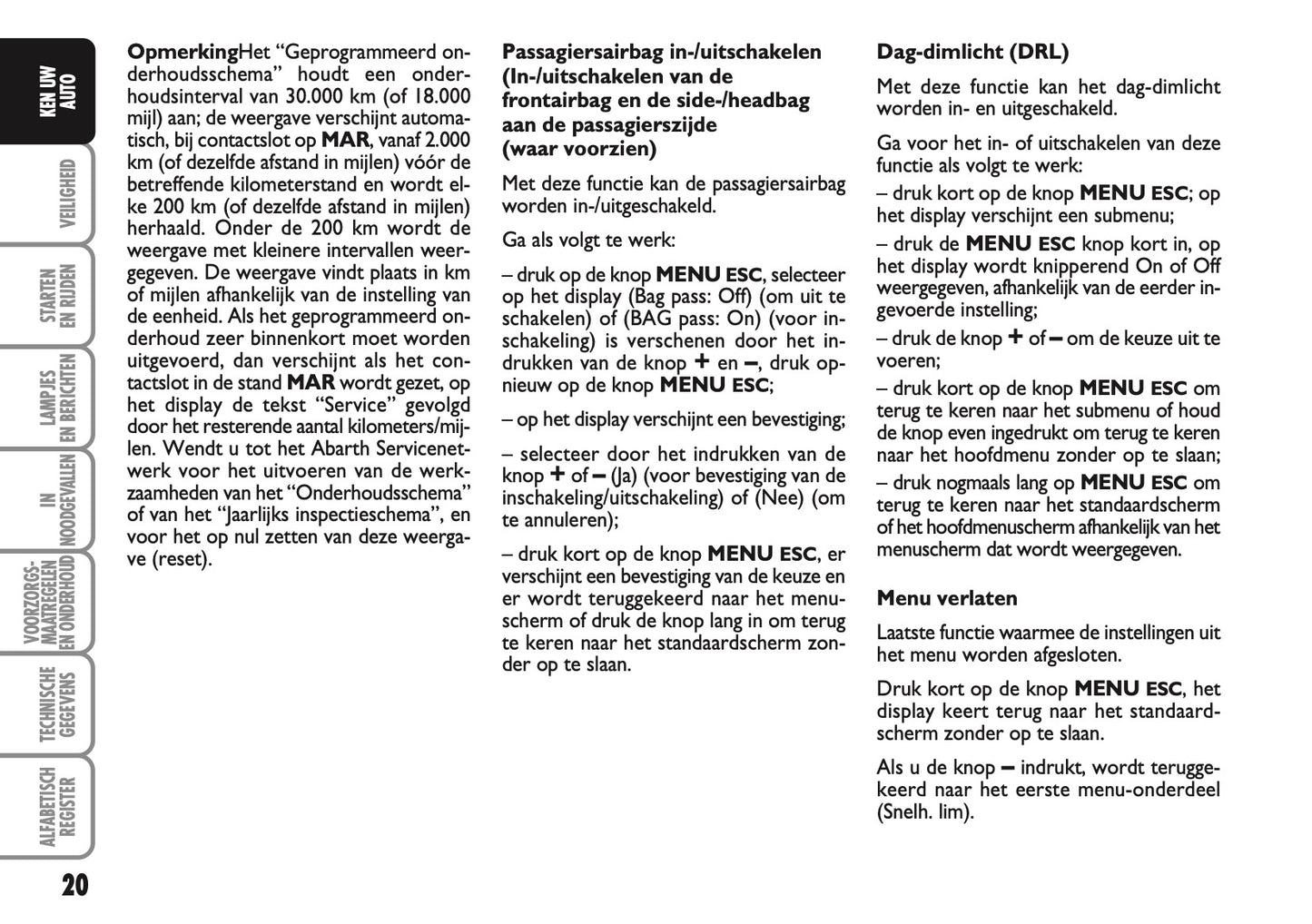 2010-2011 Abarth 500 Gebruikershandleiding | Nederlands