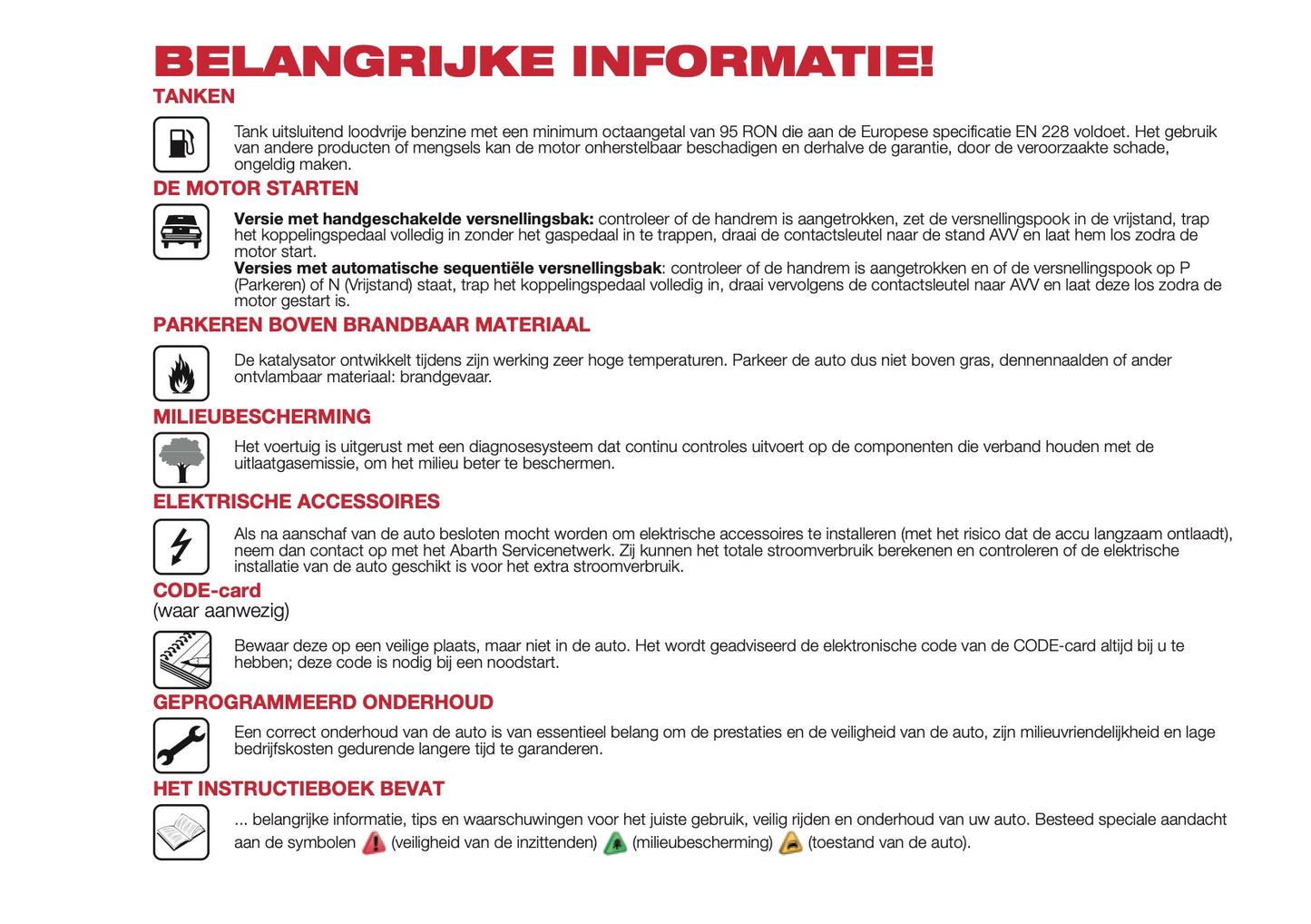 2016-2017 Abarth 500/595 Gebruikershandleiding | Nederlands