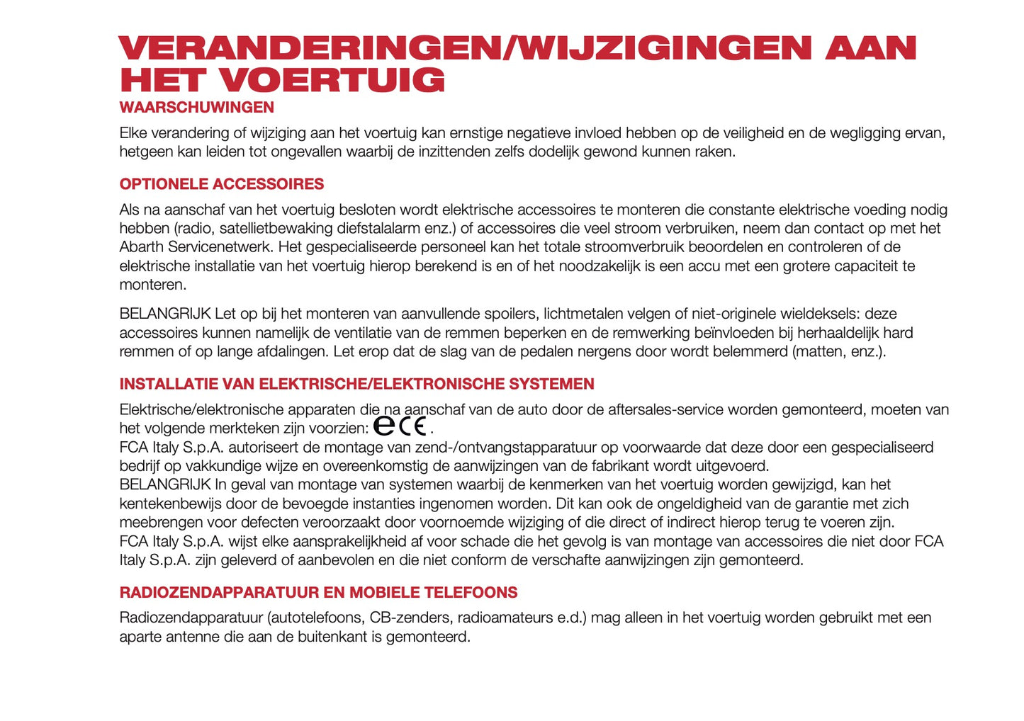 2016-2017 Abarth 500/595 Gebruikershandleiding | Nederlands