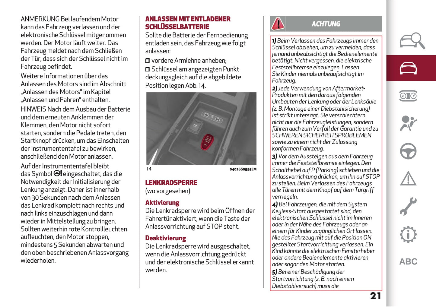 2020-2021 Alfa Romeo Giulia Owner's Manual | German