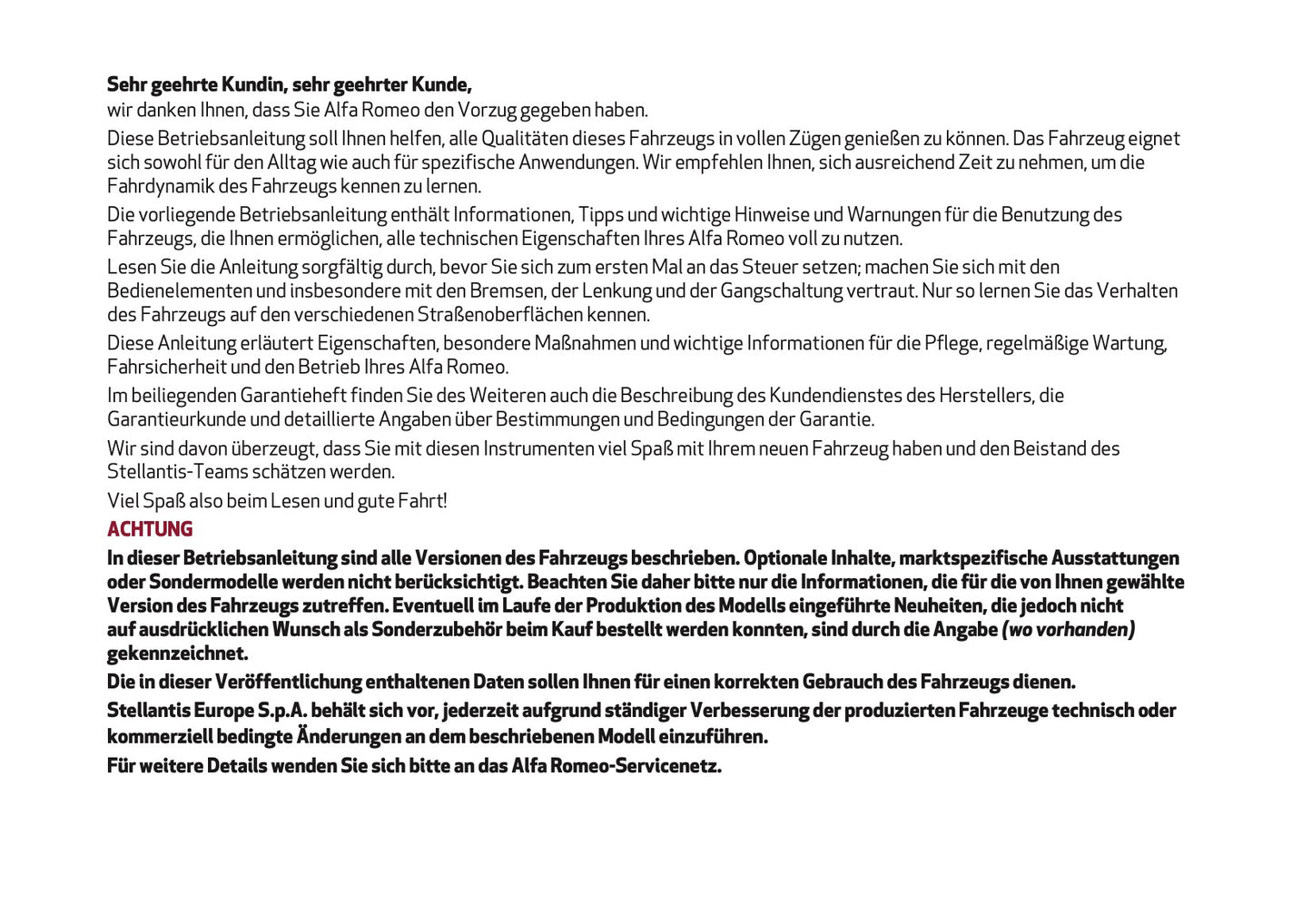 2024-2025 Alfa Romeo Giulia Owner's Manual | German