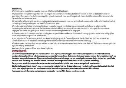 2026 Alfa Romeo Giulia Owner's Manual | Dutch