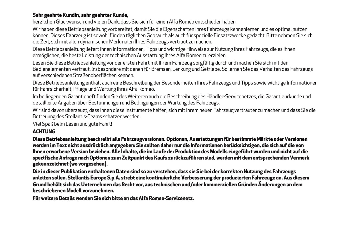 2026 Alfa Romeo Junior Owner's Manual | German