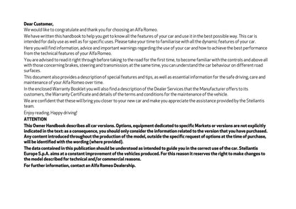 2025 Alfa Romeo Junior Owner's Manual | English