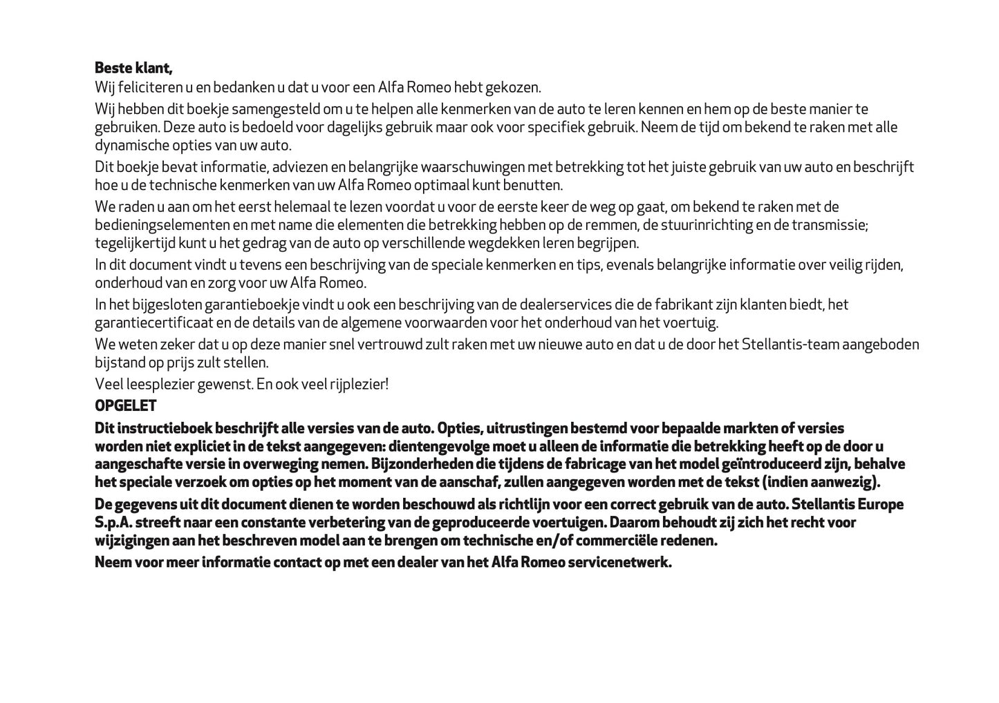 2026 Alfa Romeo Junior Gebruikershandleiding | Nederlands