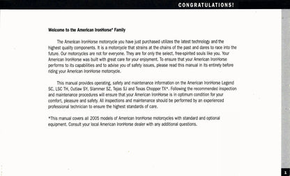 2005 American IronHorse Owner's Manual | English