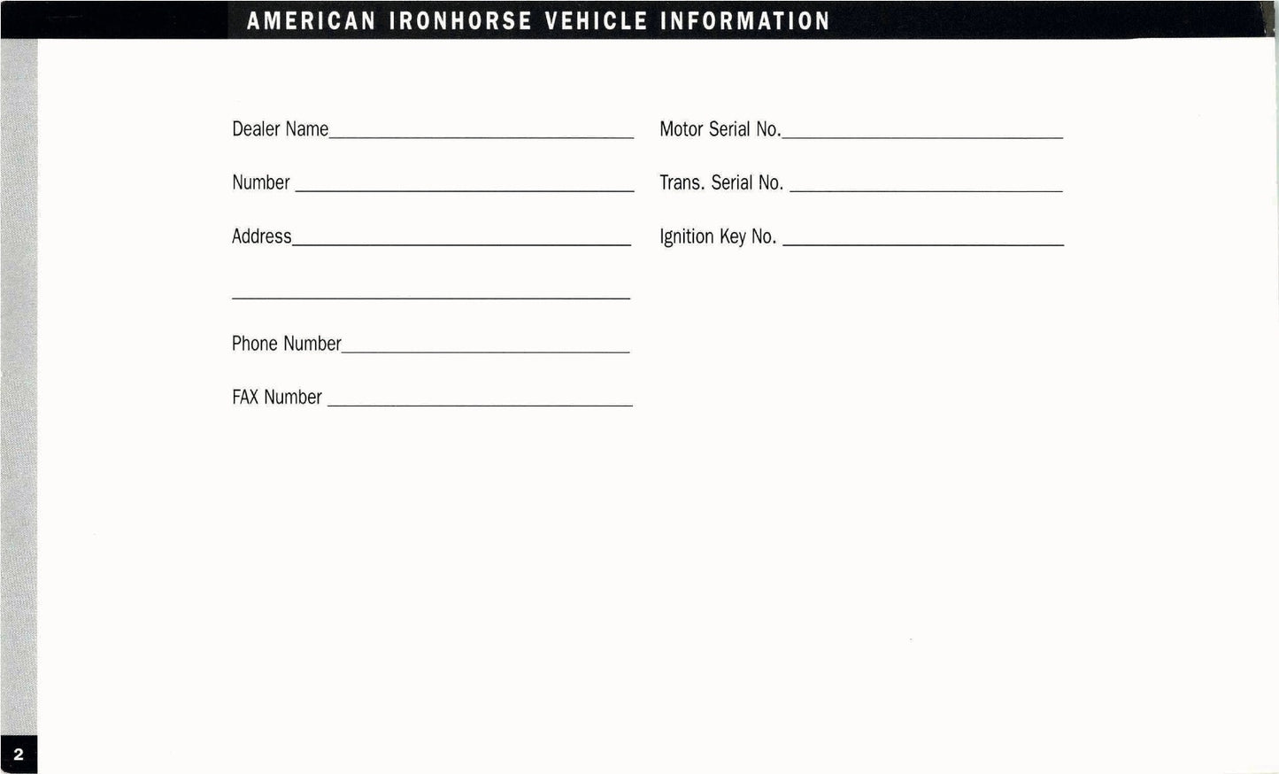 2005 American IronHorse Owner's Manual | English